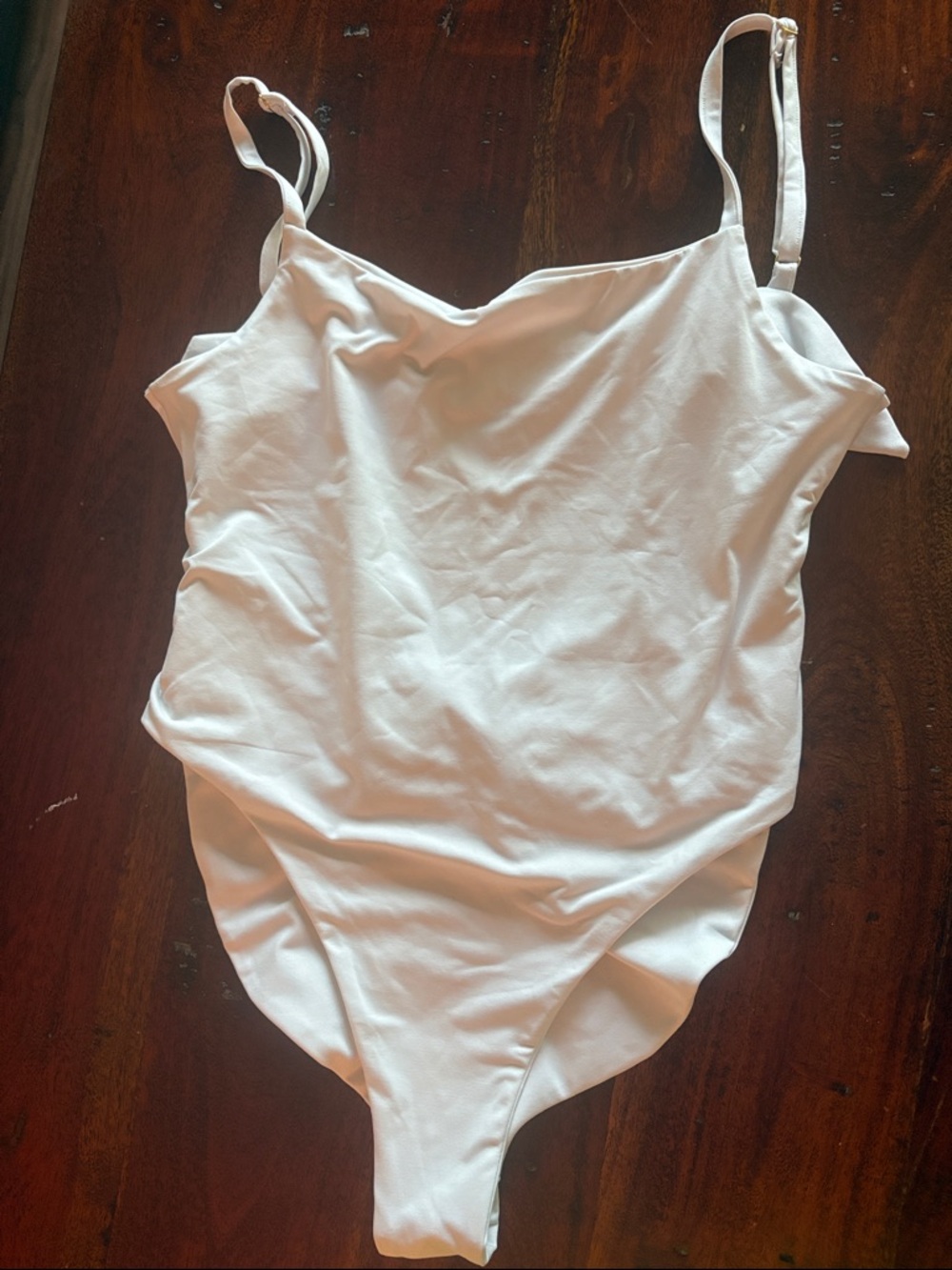 Classic White One-Piece Swim Suit with Adjustable Straps